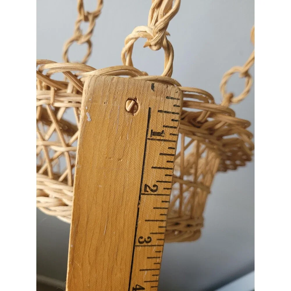 Vintage Handwoven Rattan Hanging Basket 3-Tier Organizer